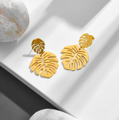 Consortium -  Palm Leaf Stud & Drop Earrings in Gold
