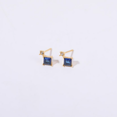 Consortium -  Cubic Zirconia Kite Stud Earrings in Blue