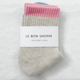 Le Bon Shoppe Colour Block Girlfriend Socks - Grey Pink 2