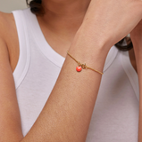 ENAMEL Copenhagen Bracelet, Gold Ball Chain - Coral