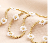 White Leaf - White Daisy Necklace In White & Gold