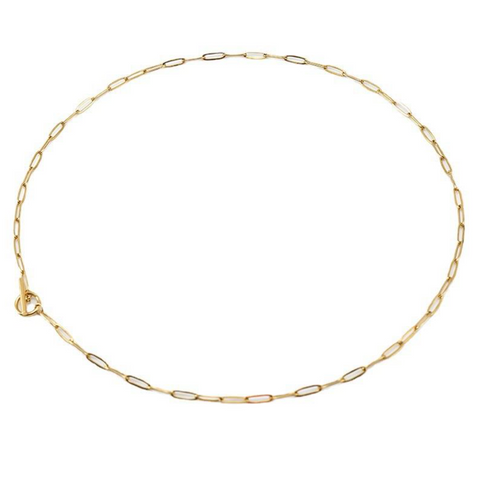 White Leaf - Paperclip Chain T-Bar Necklace In Gold