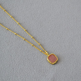 White Leaf - Natural Stone Pendant Necklace In Opal & Gold
