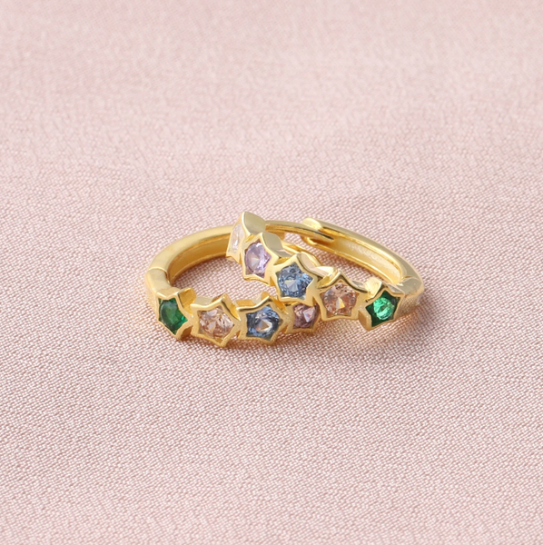 Attic Creations Multi-Colour Star Gem Hoop