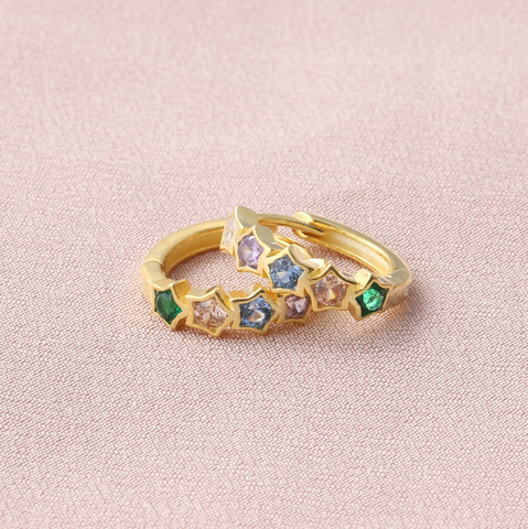 Attic Creations Multi-Colour Star Gem Hoop