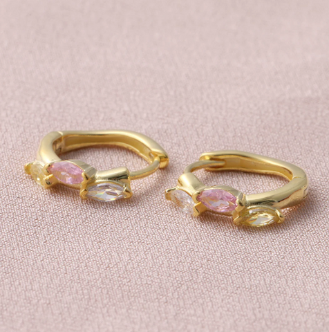Attic Creation Three Gems Hoop - Gold