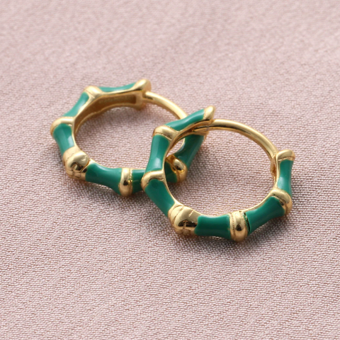 Attic Creations Enamel Hoop Green - Gold
