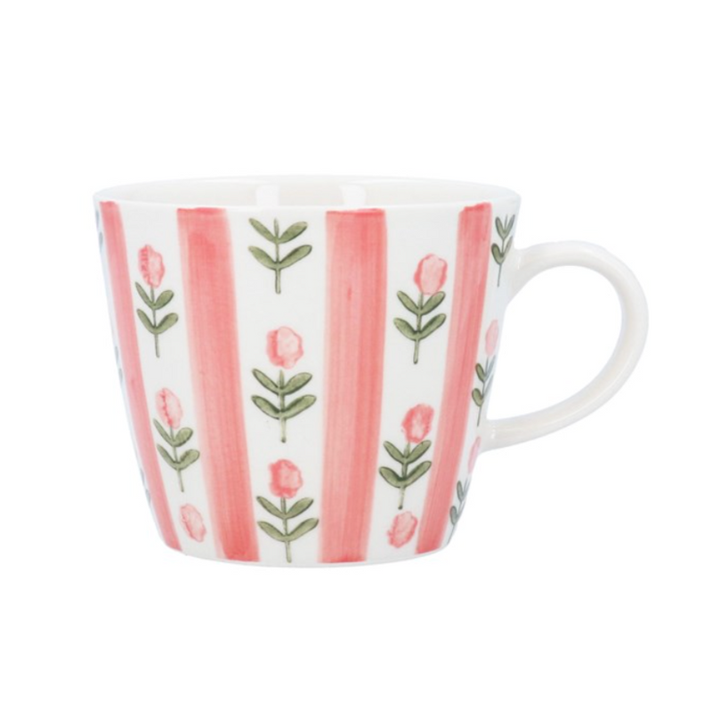 Gisela Graham Pink Stripe Flower Mug