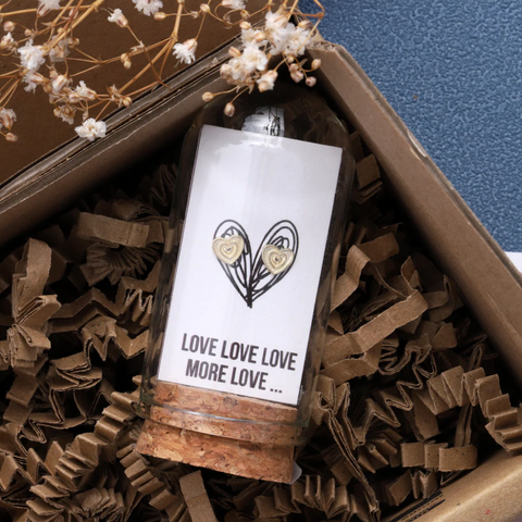 Attic Creations 'Love More Love' Heart Earrings - Gold