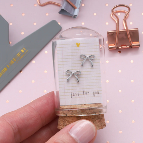 Attic Creations Little Note Little Bow Earrings - Silver