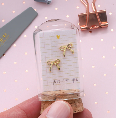Attic Creations Little Note Little Bow Earrings - Gold