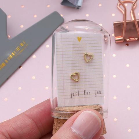 Attic Creations Little Note Small Cutout Heart Earrings - Gold