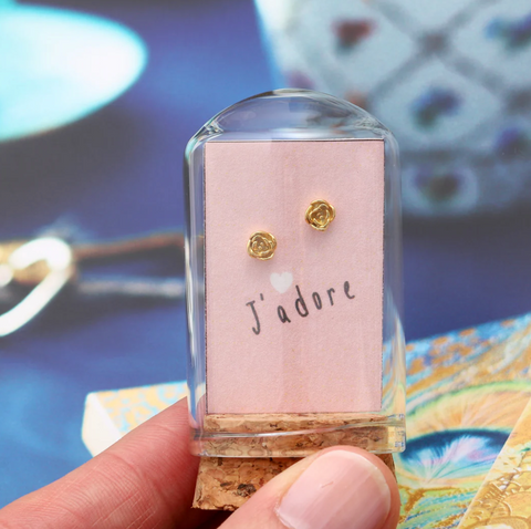 Attic Creations Little Note Rose Earrings - Gold