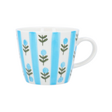 Blue Stripe Flower Stoneware Mug