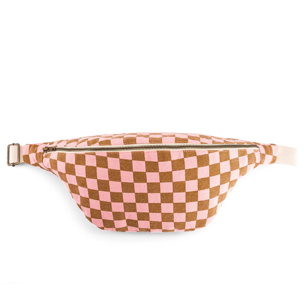 Rose In April Bum Bag - Caramel & Strawberry Checkerboard
