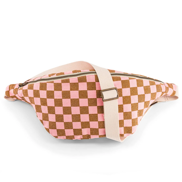 Rose In April Bum Bag - Caramel & Strawberry Checkerboard