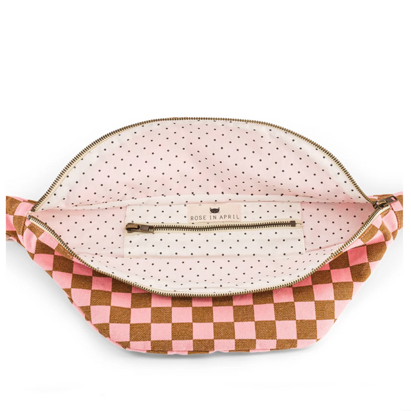 Rose In April Bum Bag - Caramel & Strawberry Checkerboard