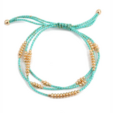 My Doris Turquoise Rope Gold Metal Bead Bracelet