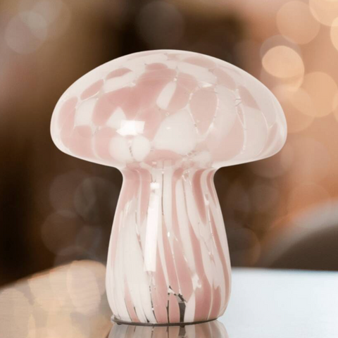 Mushroom Lamp - Pink/White