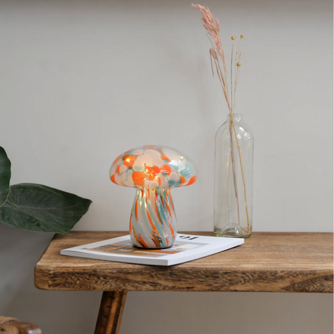 Mushroom Lamp - Orange/White/Blue