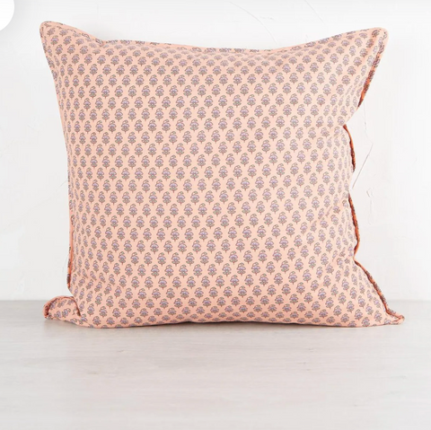 Cotton Cushion Coral, Lilac and Green