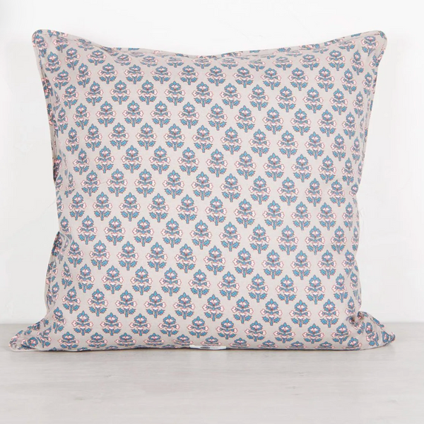 Cotton Cushion Taupe, Aqua and Pink