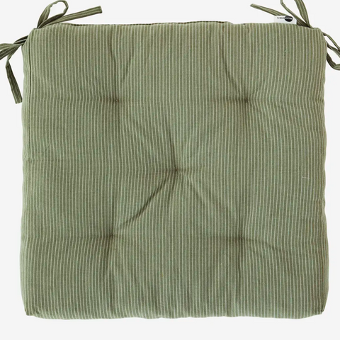 Striped Green Cotton Chair Pad