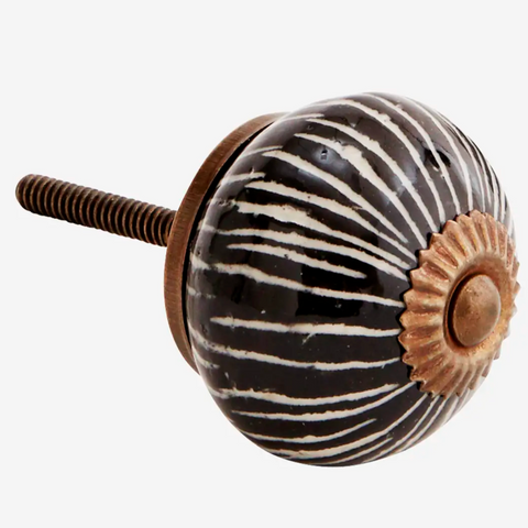 Stoneware Knob - White & Black
