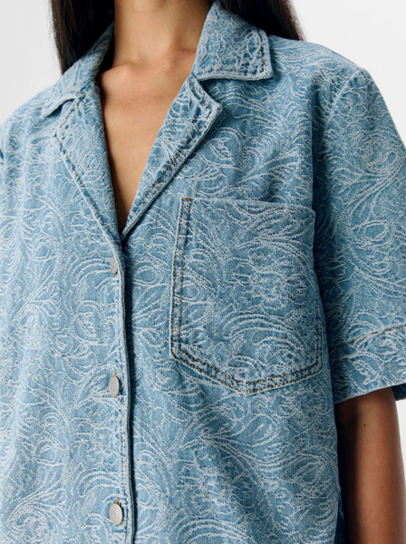 Object Detailed Denim Shirt - Light Blue Denim