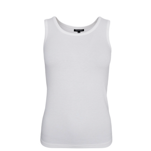 Black Colour Tea Tank Top - White