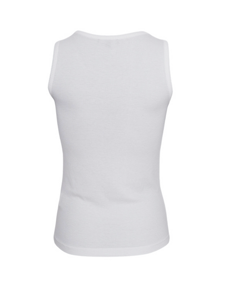Black Colour Tea Tank Top - White
