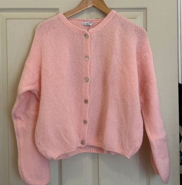 Long Sleeve Mohair Cardigan - Baby Pink