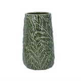 Green ceramic fern vase 22cm - Fern Green
