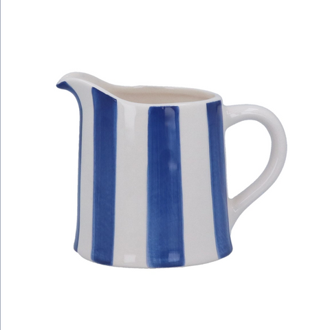 Stoneware Creamer Jug - Dark Blue Stripe