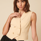 Nobody's Child Cream Double Breasted Cropped Waistcoat