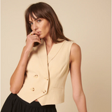 Nobody's Child Cream Double Breasted Cropped Waistcoat
