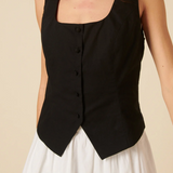 Nobody's Child Black Linen-Blend Waistcoat