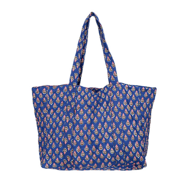Black Colour Quilted Tote Bag - Blue Icon