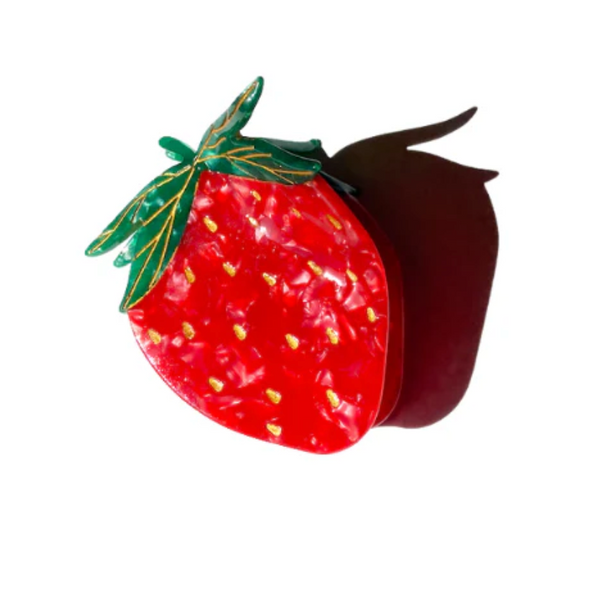 Hand-Painted Strawberry Fruit Claw Hair Clip