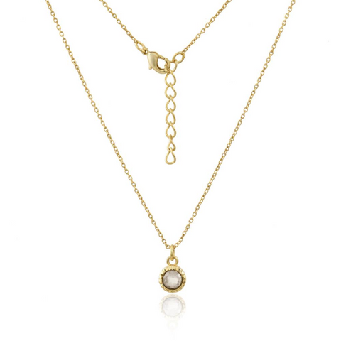 Faceted Round Necklace - Gold & Rose Quartz