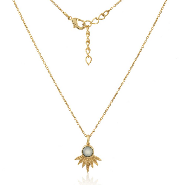 Splay Necklace In Gold With Aqua Chalcedony