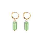 Huggie Hoop In Gold With Green Gem Drop