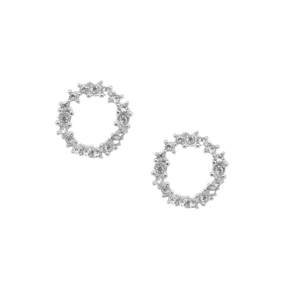 Crystal Cluster Circle Earring Silver