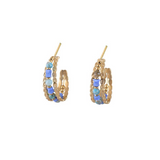 Oval Shape Drop Earring With Natural Stone Beads In Aquamarine