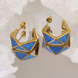 Triangular Misshape Earring In Blue
