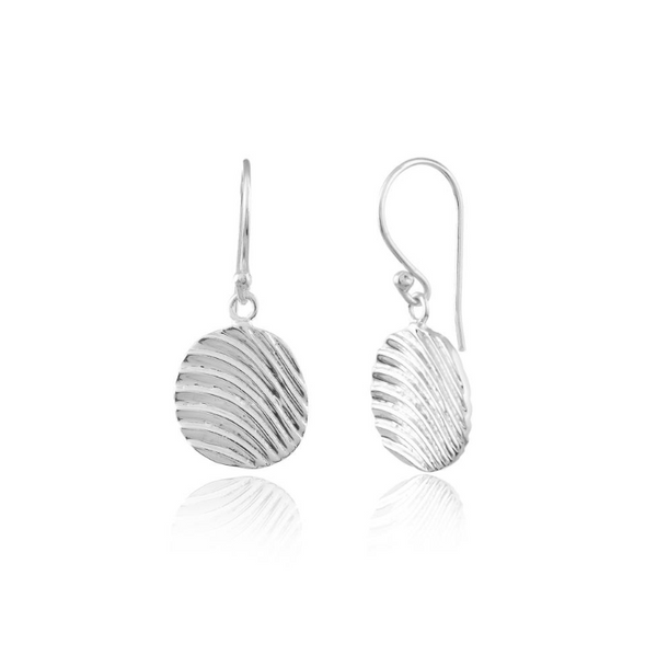 Etched Disc Drop Earring In Silver