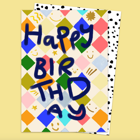Happy Birthday Harlequin Card