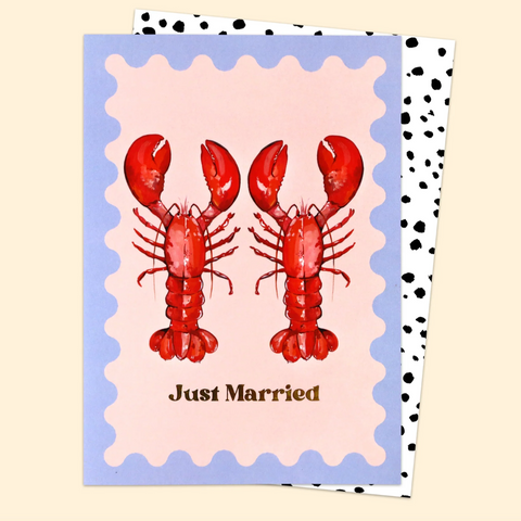 Just Married Lobsters Card