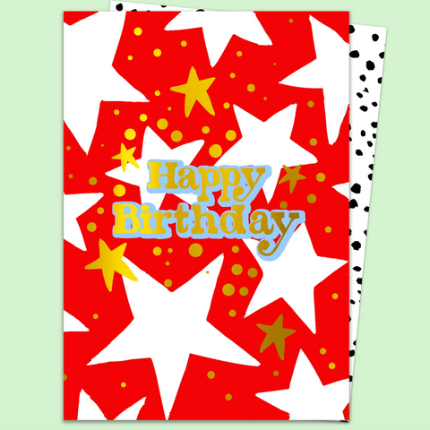 Red Star Happy Birthday Card