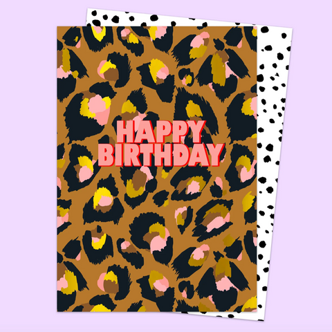 Happy Birthday Leopard Print Card